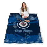 personalized winnipeg jets brushstroke layers blue quilt blanket best selling
