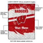 personalized wisconsin badgers brushstroke layers red quilt blanket best selling