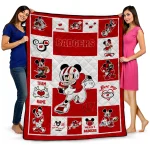 personalized wisconsin badgers mickey crimson red white quilt blanket best selling
