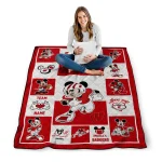 personalized wisconsin badgers mickey crimson red white quilt blanket best selling