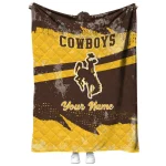 personalized wyoming cowboys brushstroke layers brown quilt blanket best selling