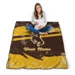 personalized wyoming cowboys brushstroke layers brown quilt blanket best selling