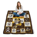 personalized wyoming cowboys mickey crimson brown white quilt blanket best selling