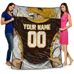 personalized wyoming cowboys player sketch brown gray quilt blanket best selling