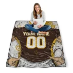 personalized wyoming cowboys player sketch brown gray quilt blanket best selling