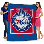 philadelphia 76ers block border blue quilt blanket best selling