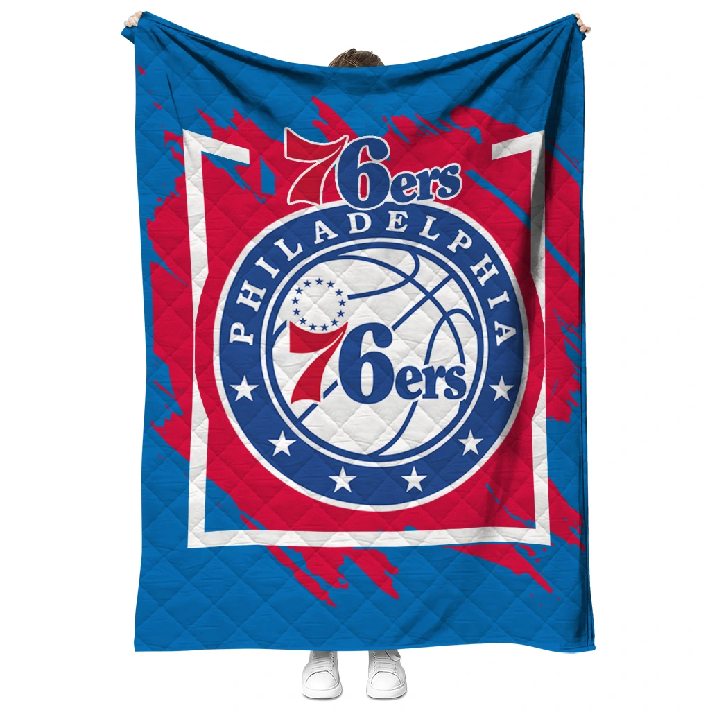 philadelphia 76ers block border blue quilt blanket fashion forward
