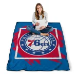 philadelphia 76ers block border blue quilt blanket best selling