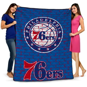 philadelphia 76ers brick grid blue quilt blanket best selling