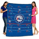 philadelphia 76ers handdrawn stripes blue quilt blanket best selling