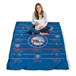 philadelphia 76ers handdrawn stripes blue quilt blanket best selling