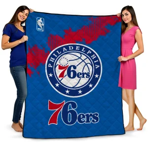 philadelphia 76ers nba grunge blue quilt blanket best selling