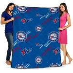 philadelphia 76ers sketch lines blue quilt blanket best selling