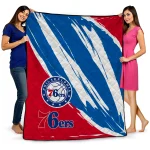 philadelphia 76ers stroke art blue white quilt blanket best selling
