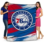 philadelphia 76ers wild lines blue white quilt blanket best selling