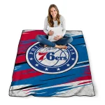philadelphia 76ers wild lines blue white quilt blanket best selling