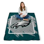 philadelphia eagles block border green quilt blanket best selling