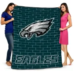 philadelphia eagles brick grid green quilt blanket best selling