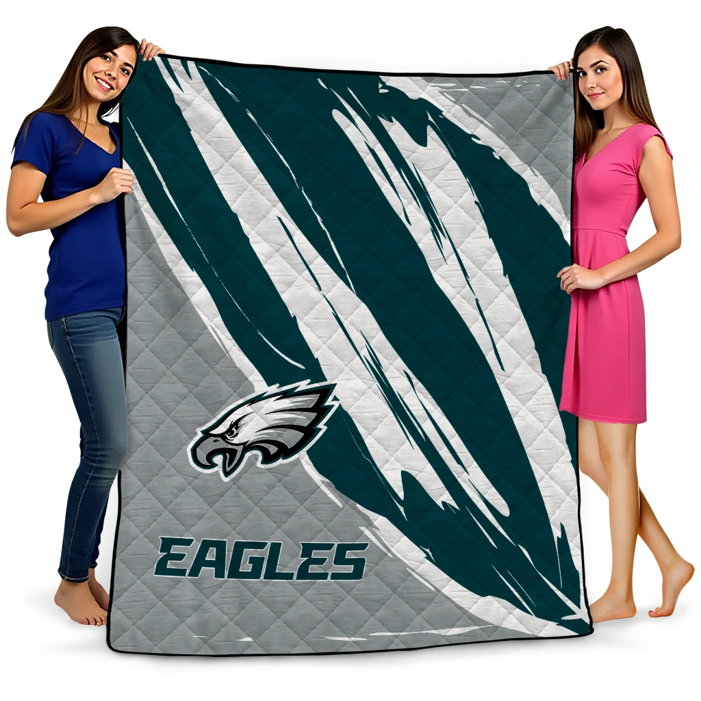 philadelphia eagles stroke art green white quilt blanket best selling