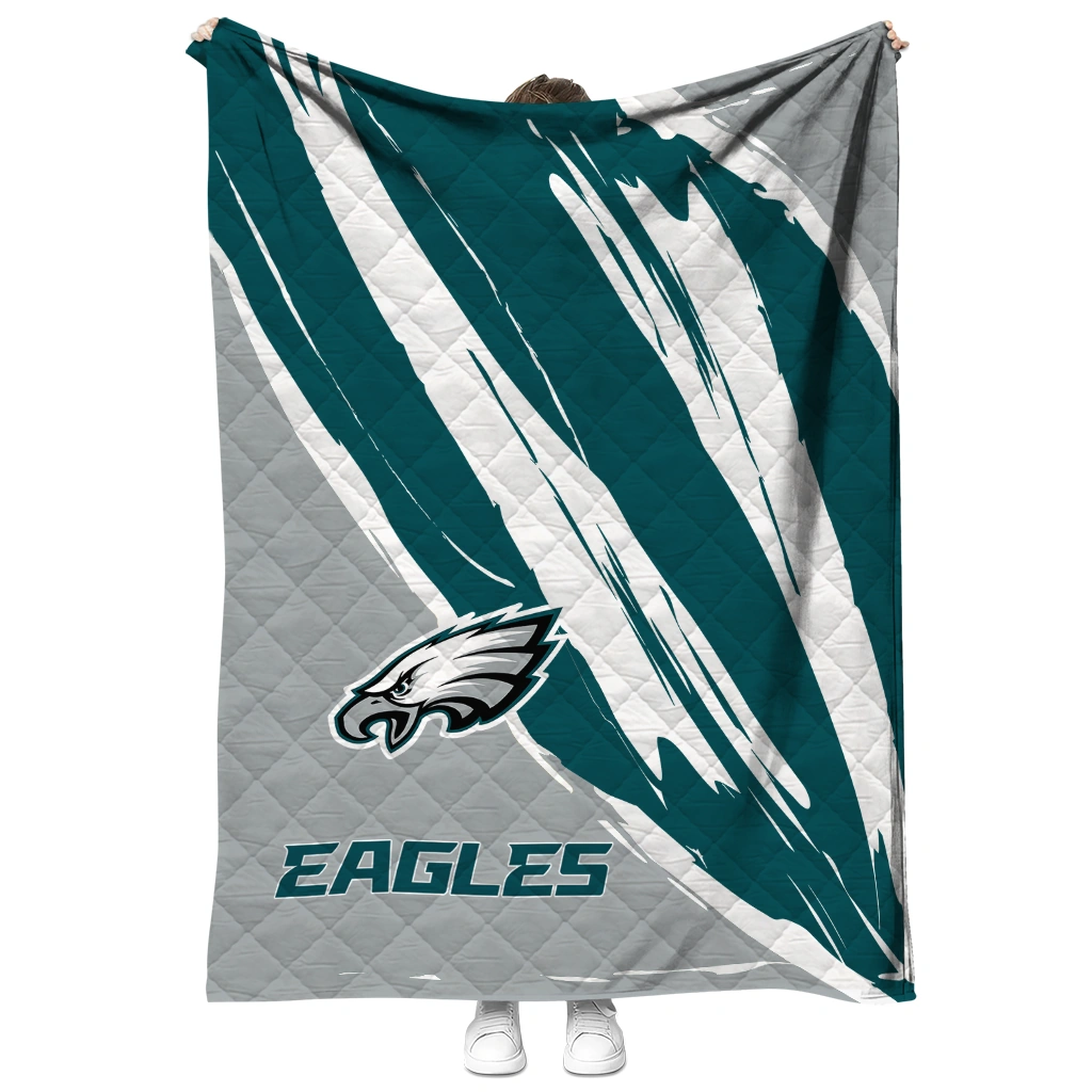 philadelphia eagles stroke art green white quilt blanket fashion forward