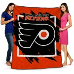 philadelphia flyers block border orange quilt blanket best selling