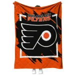 philadelphia flyers block border orange quilt blanket best selling