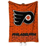 philadelphia flyers brick grid orange quilt blanket best selling