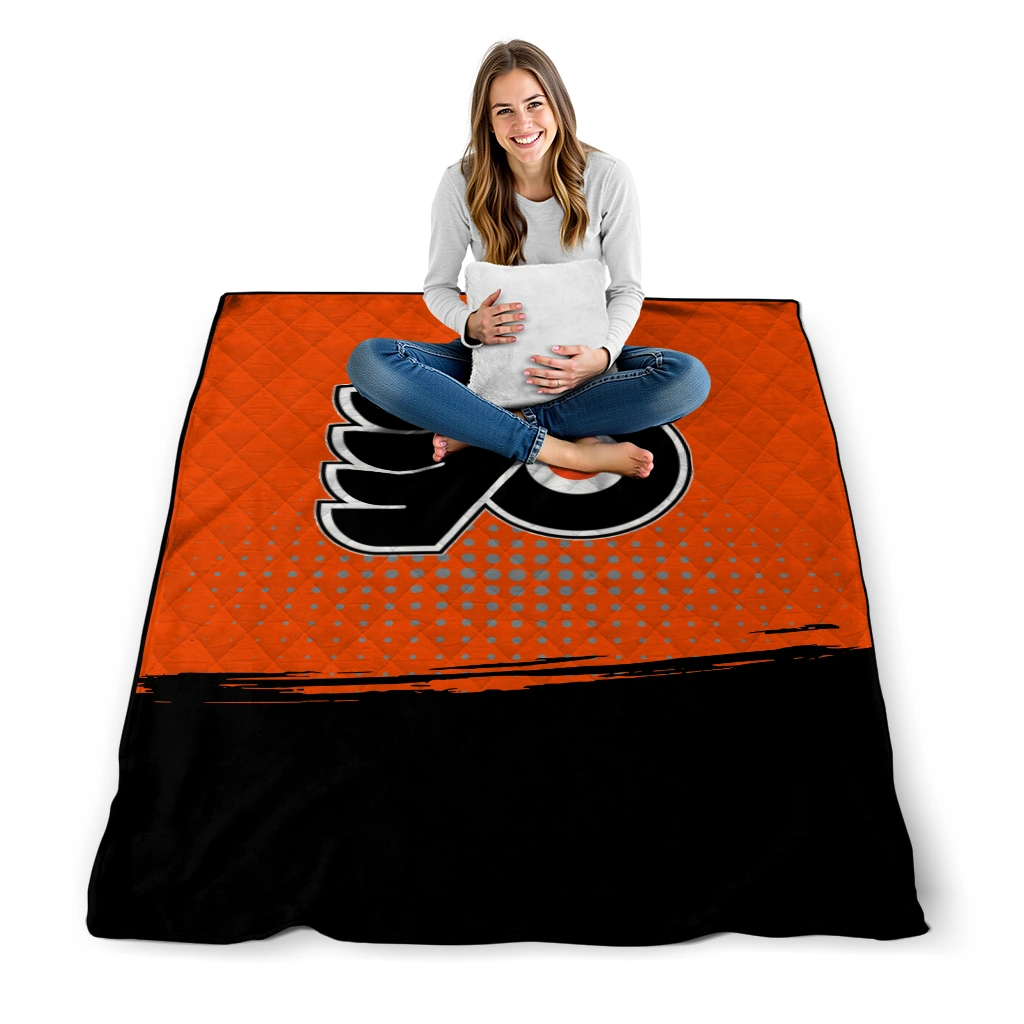 philadelphia flyers dot illusion orange quilt blanket high quality philadelphia flyers dot illusion orange quilt blanket high quality