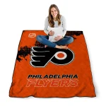 philadelphia flyers nhl shield orange quilt blanket best selling