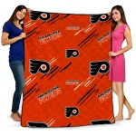 philadelphia flyers sketch lines orange quilt blanket best selling