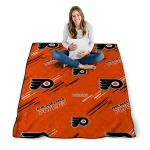 philadelphia flyers sketch lines orange quilt blanket best selling