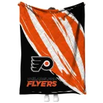 philadelphia flyers stroke art orange white quilt blanket best selling
