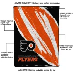 philadelphia flyers stroke art orange white quilt blanket best selling