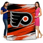 philadelphia flyers wild lines orange white quilt blanket best selling