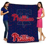 philadelphia phillies brick grid blue quilt blanket best selling