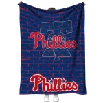 philadelphia phillies brick grid blue quilt blanket best selling