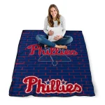philadelphia phillies brick grid blue quilt blanket best selling