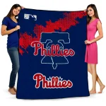 philadelphia phillies league patch blue quilt blanket best selling
