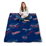 philadelphia phillies sketch lines blue quilt blanket best selling