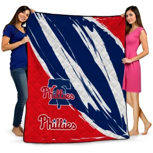 philadelphia phillies stroke art blue white quilt blanket best selling