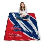 philadelphia phillies stroke art blue white quilt blanket best selling