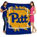 pittsburgh panthers block border royal blue quilt blanket best selling