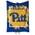 pittsburgh panthers block border royal blue quilt blanket best selling