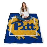 pittsburgh panthers block border royal blue quilt blanket best selling