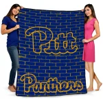 pittsburgh panthers brick grid royal blue quilt blanket best selling