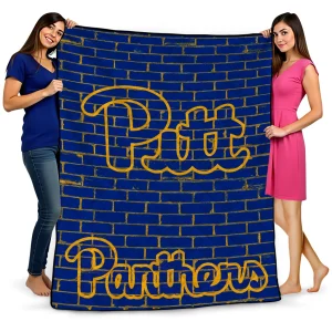 pittsburgh panthers brick grid royal blue quilt blanket best selling