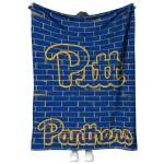 pittsburgh panthers brick grid royal blue quilt blanket best selling