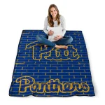 pittsburgh panthers brick grid royal blue quilt blanket best selling