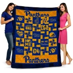 pittsburgh panthers helmet heart royal blue quilt blanket best selling
