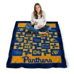 pittsburgh panthers helmet heart royal blue quilt blanket best selling